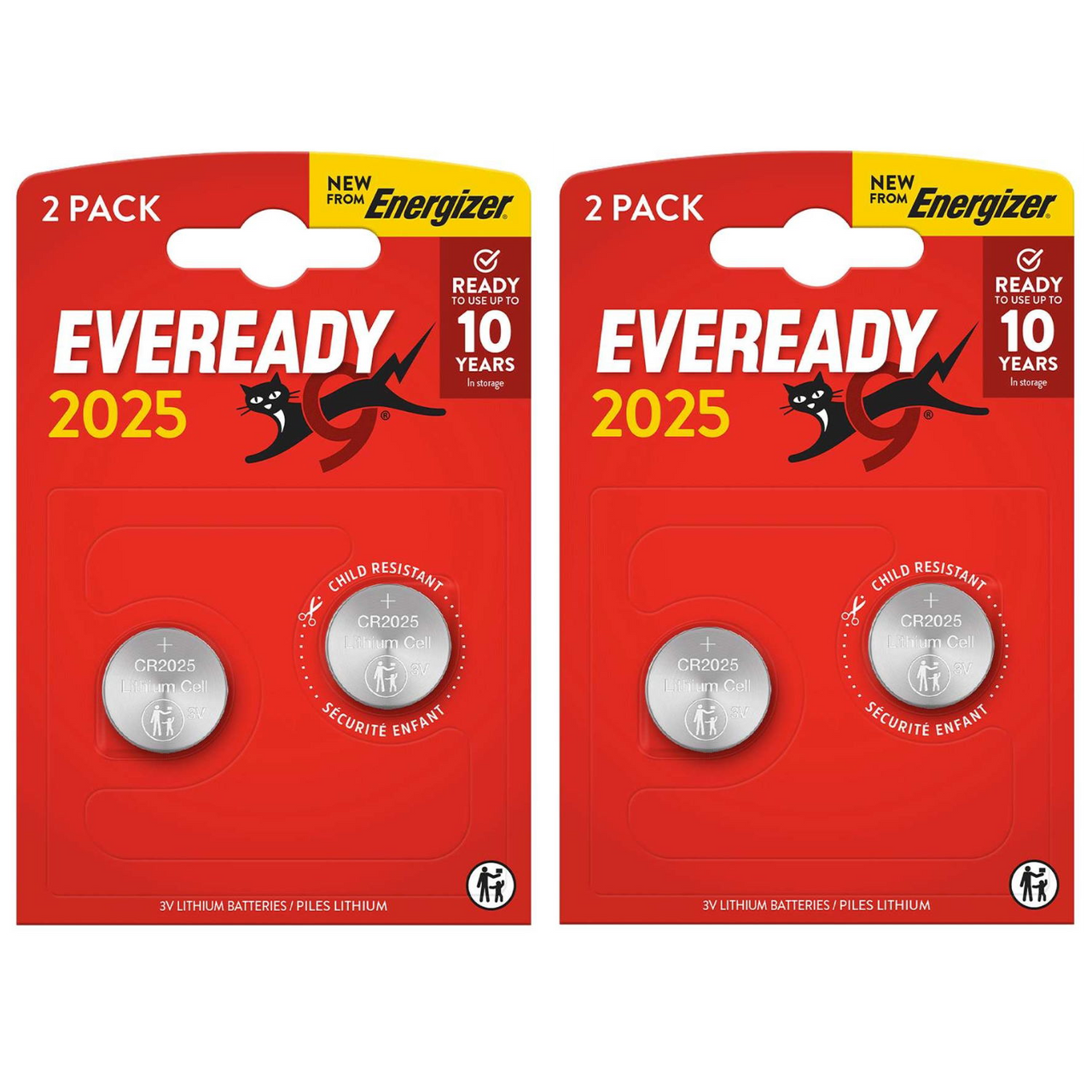Eveready CR2025 Lithium Coin Batteries - Pack of 4