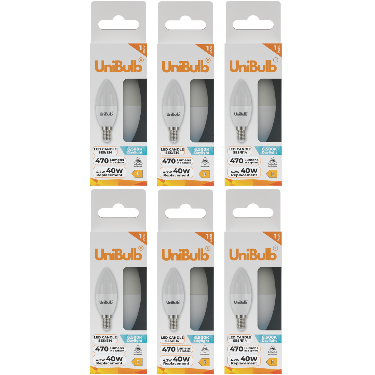 UniBulb LED Candle E14 (SES) 470lm 4.2W 6500K (Daylight) Light bulb - Pack of 12 front