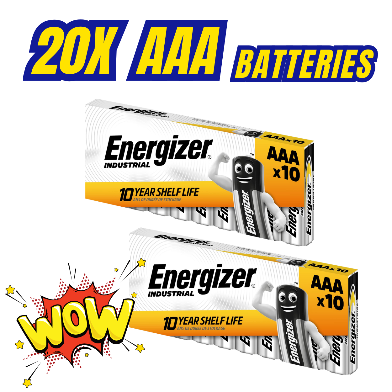 2x Energizer AAA Industrial Batteries - Pack of 10