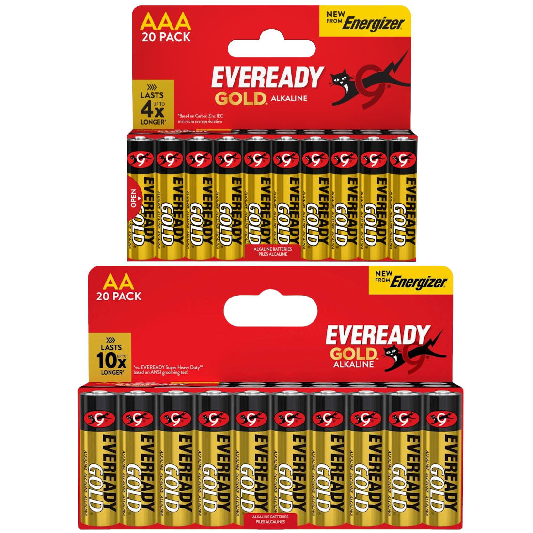 20x AA & 20x AAA Eveready Gold Alkaline Batteries (40x Batteries in total)
