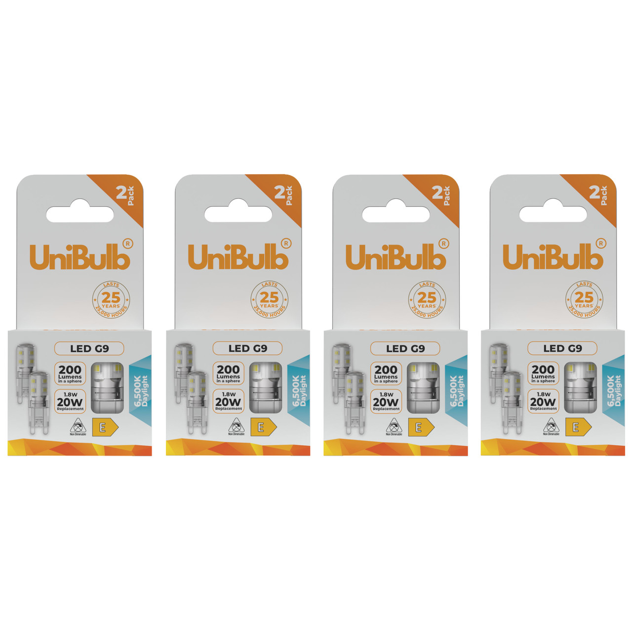 UniBulb LED G9 Bulb 200lm 1.8W 6500K (Daylight) Light bulb - Box of 8 front