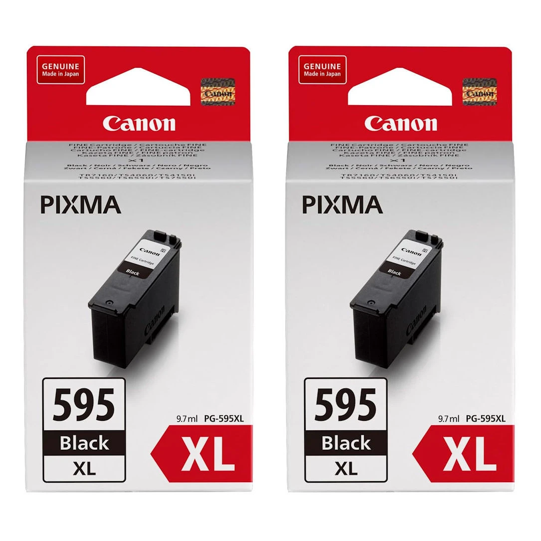2x Canon PG595XL Black Genuine Original Ink Cartridges