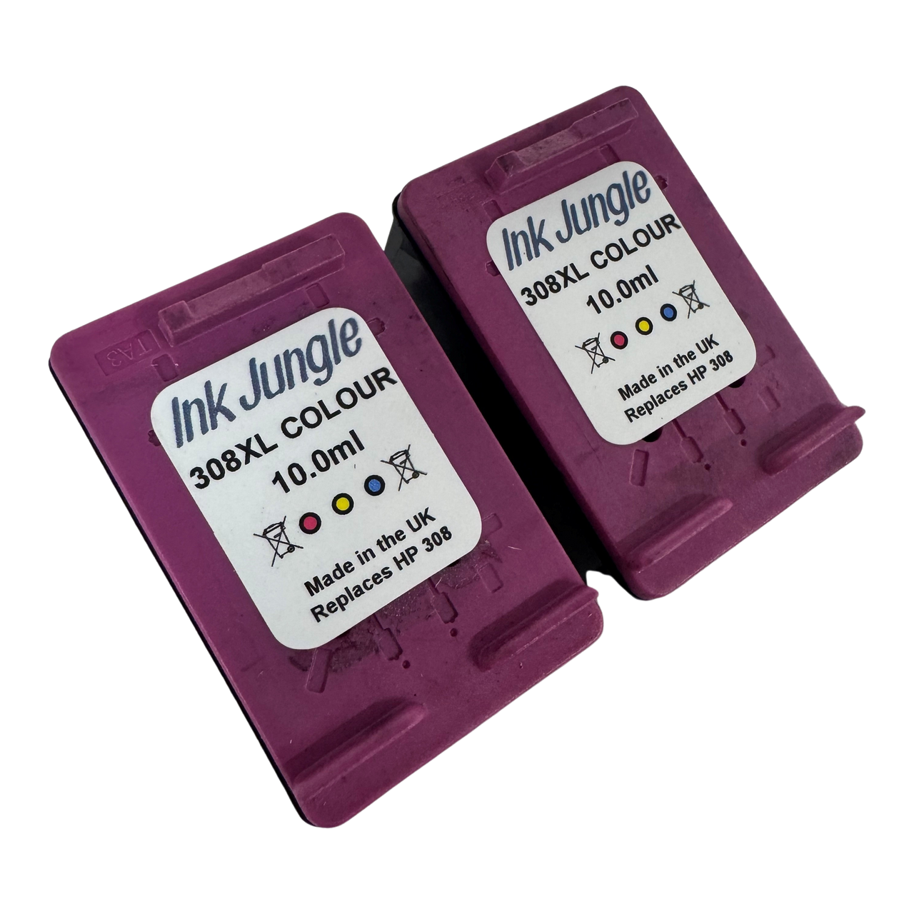2x HP 308XL Colour Refilled Ink Cartridges