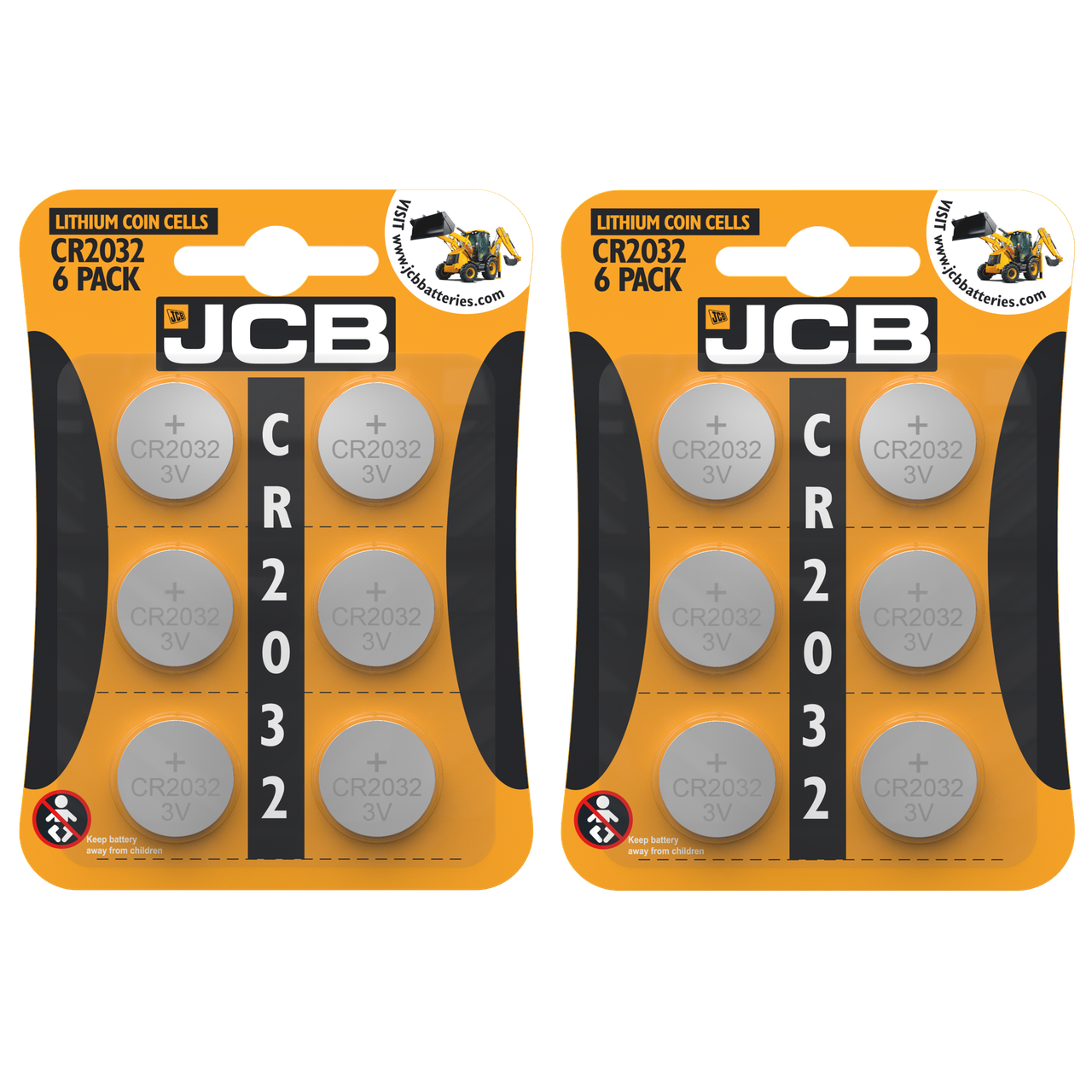 JCB CR2032 Lithium Batteries - Pack of 12