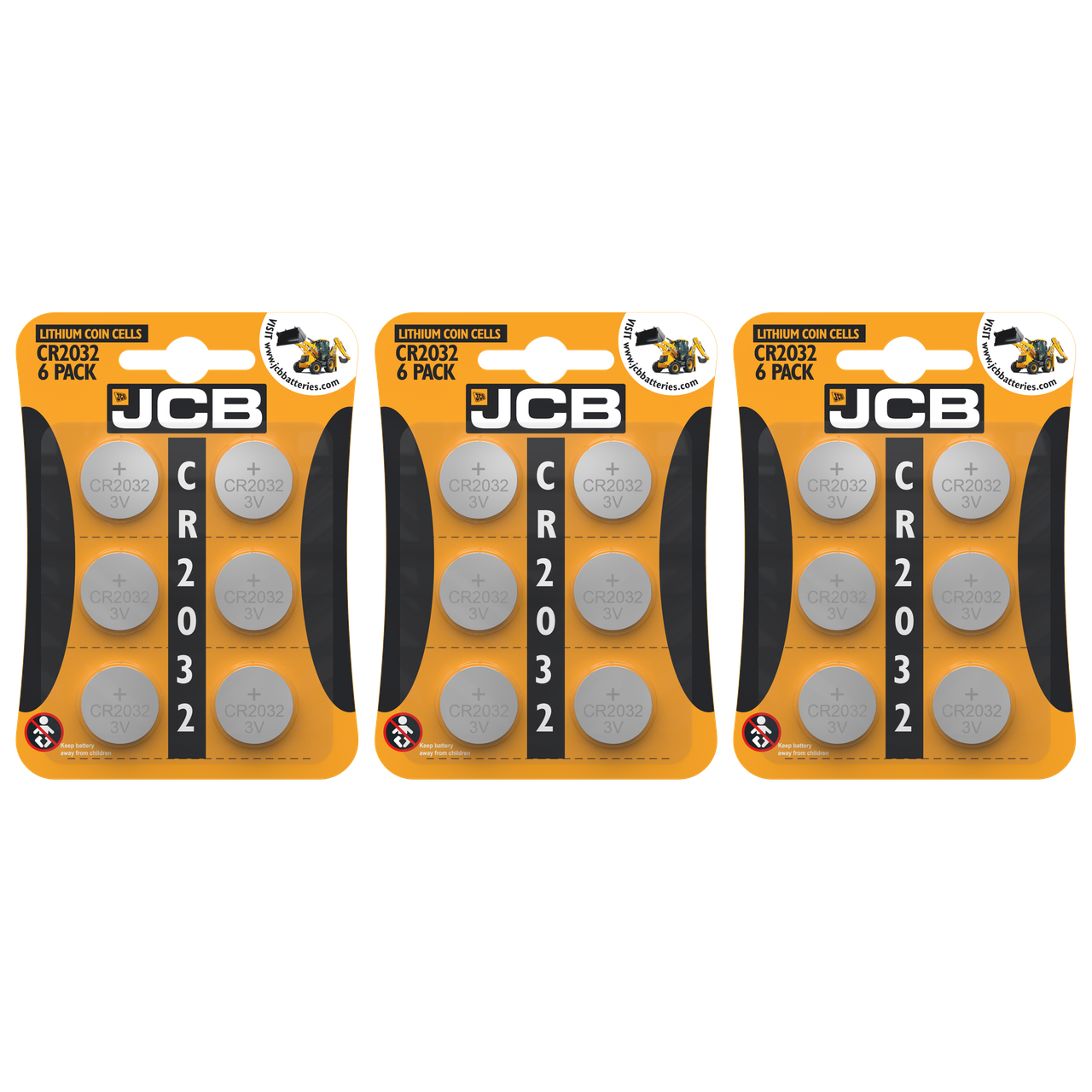JCB CR2032 Lithium Batteries - Pack of 18