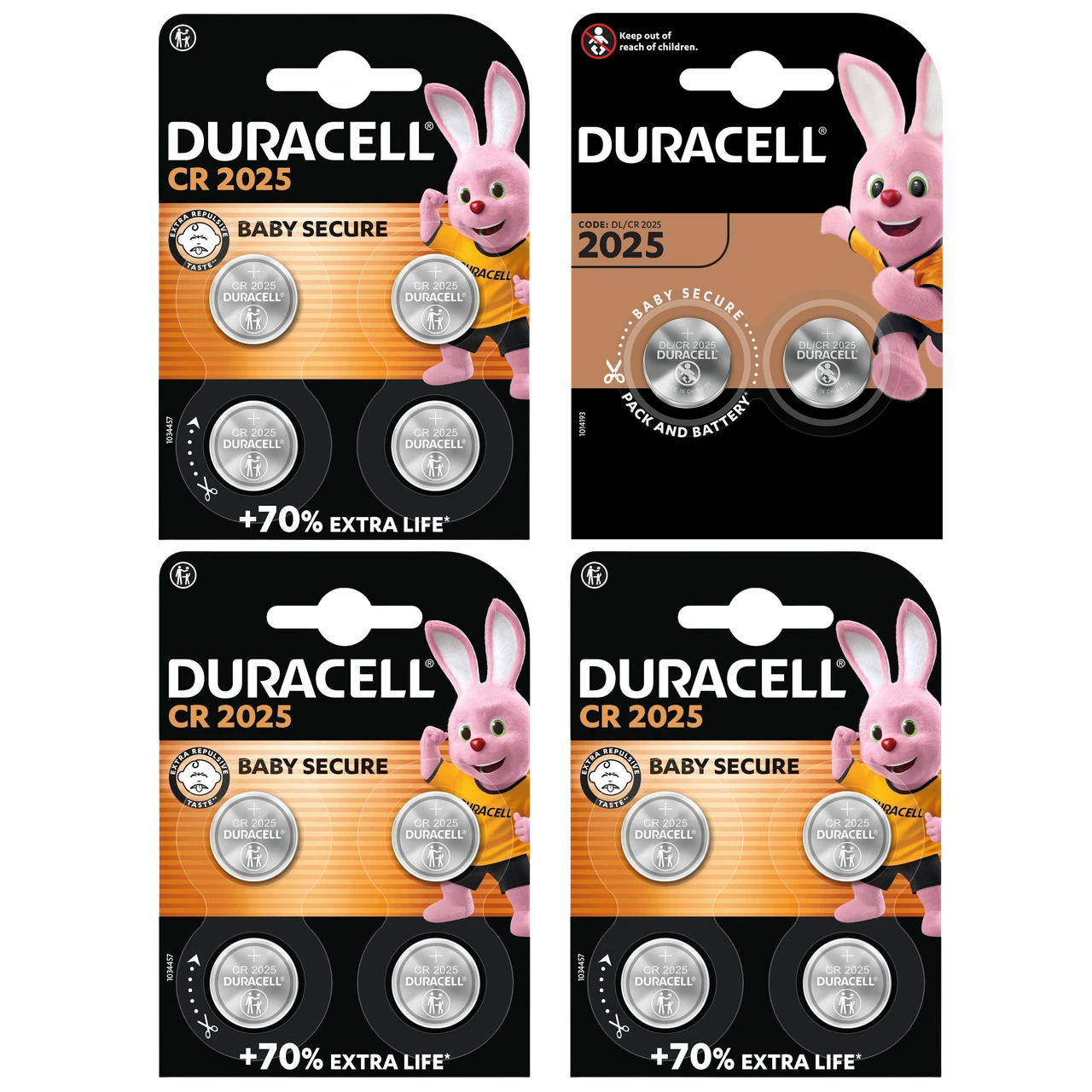 Duracell CR2025 Lithium Coin Cell Button Battery - Pack of 14