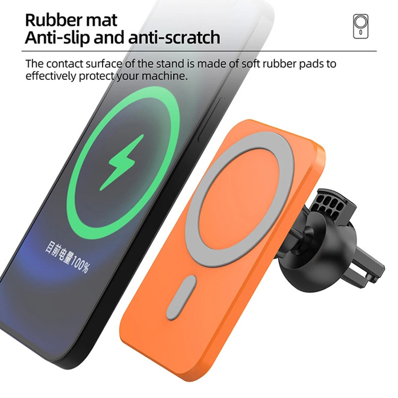 Black Wireless Magnetic Mobile Phone Car Charger & Vent Mount