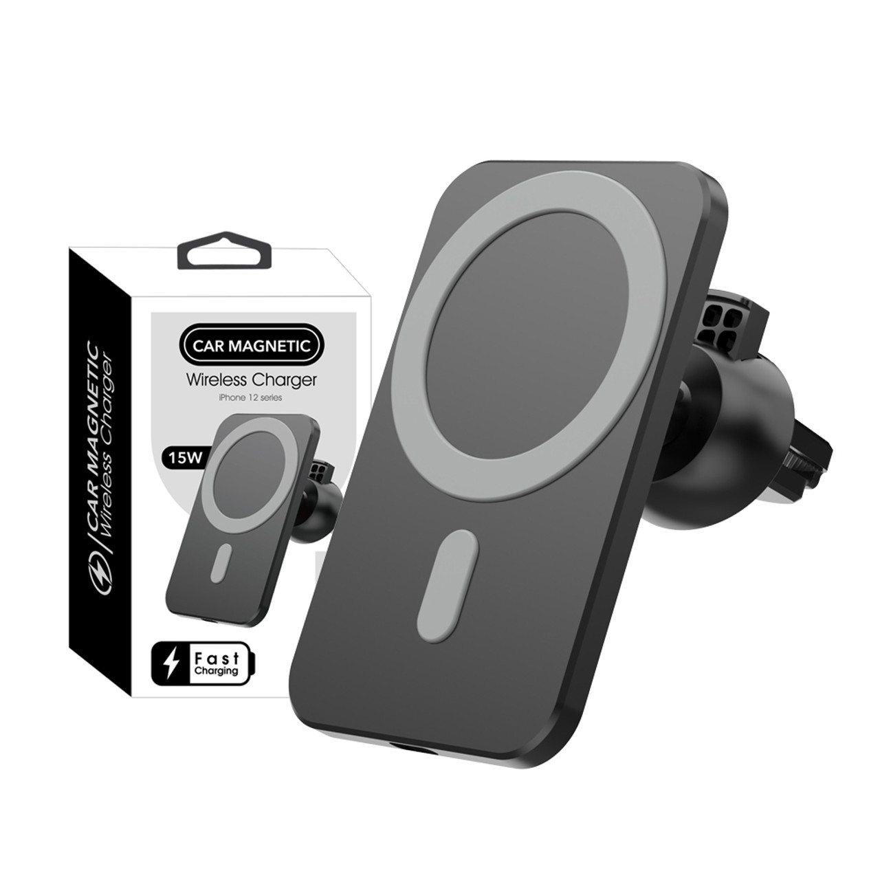 Black Wireless Magnetic Mobile Phone Car Charger & Vent Mount