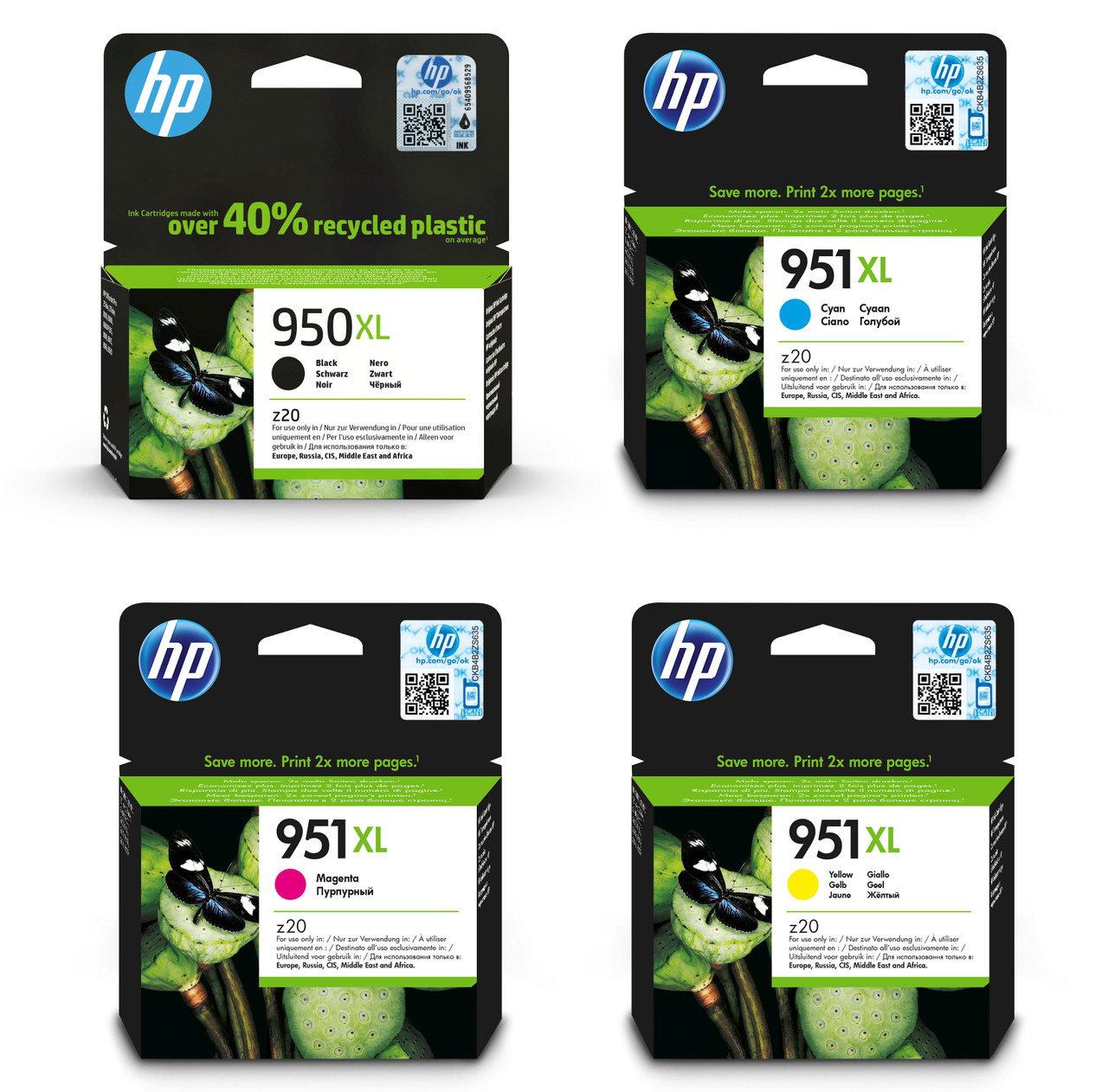 HP 950XL 951XL Combo Pack Ink Cartridges (Black Cyan Magenta Yellow) 4-Pack