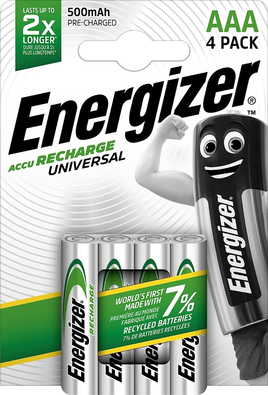 Energizer AAA 600mAh Rechargeable Batteries - Pack of 4 ENEAAA500MAH4PKRC