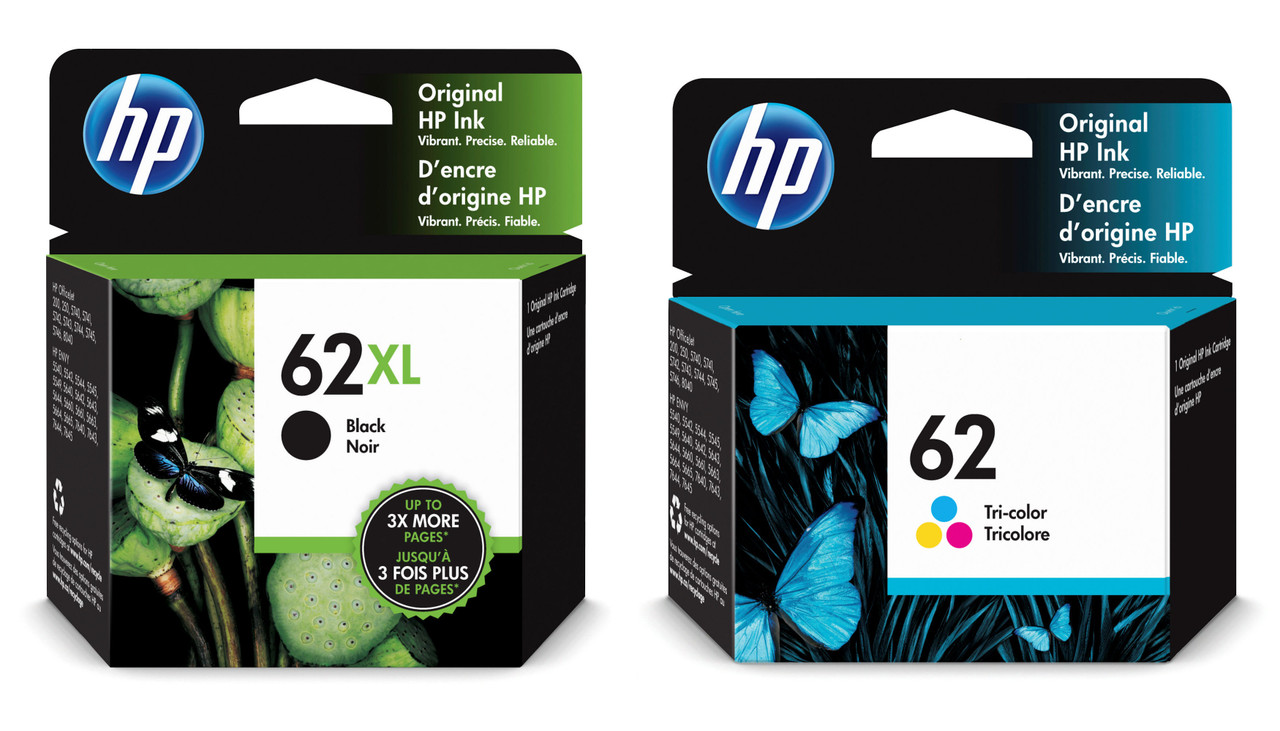 Original HP 62XL Black and 62 colour Ink Cartridge C2P05AE C2P06AE