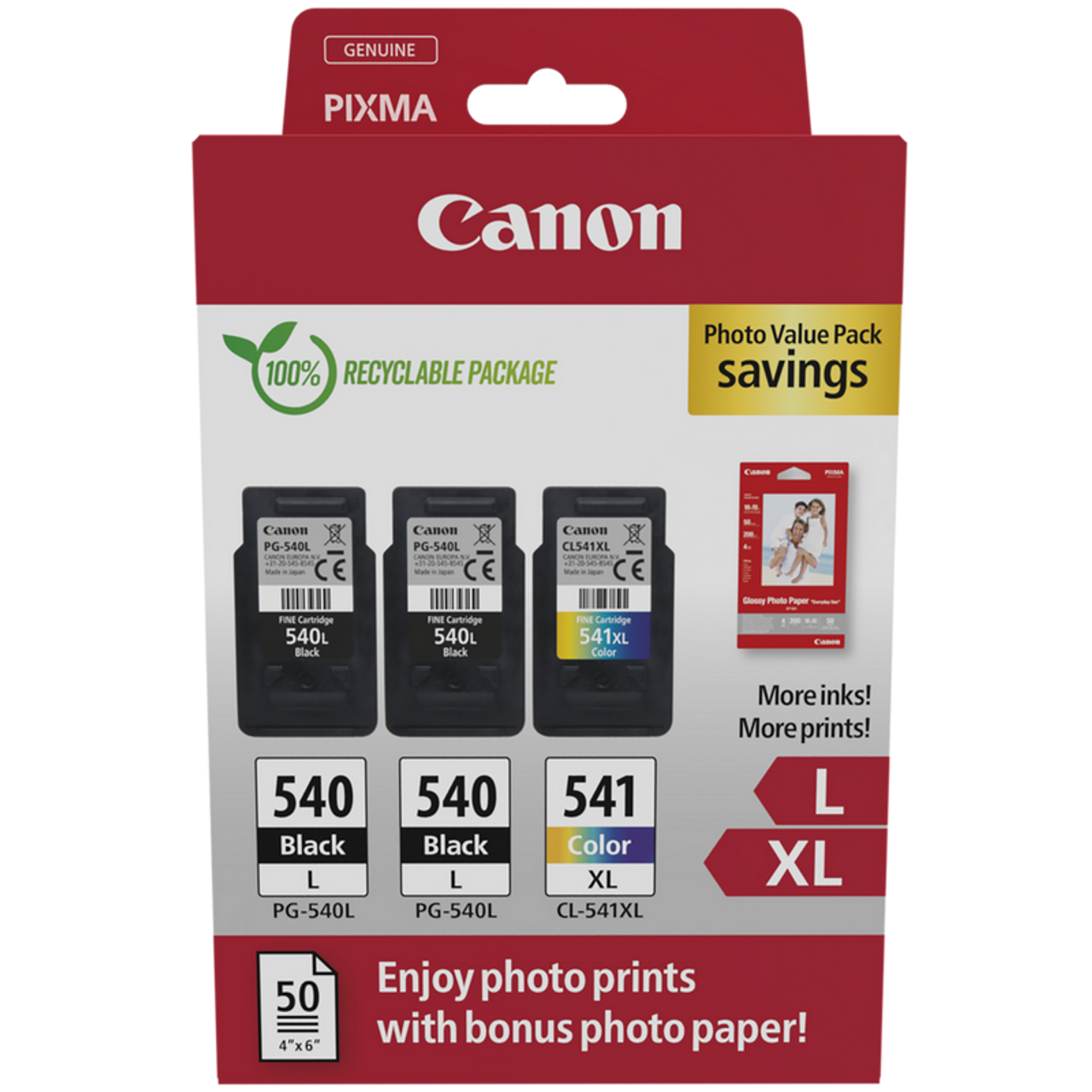 Genuine Canon PG540L Black CL541XL Colour Ink Cartridge Photo Value Pack 5224B007AA 5224B010AA 5226B005AA