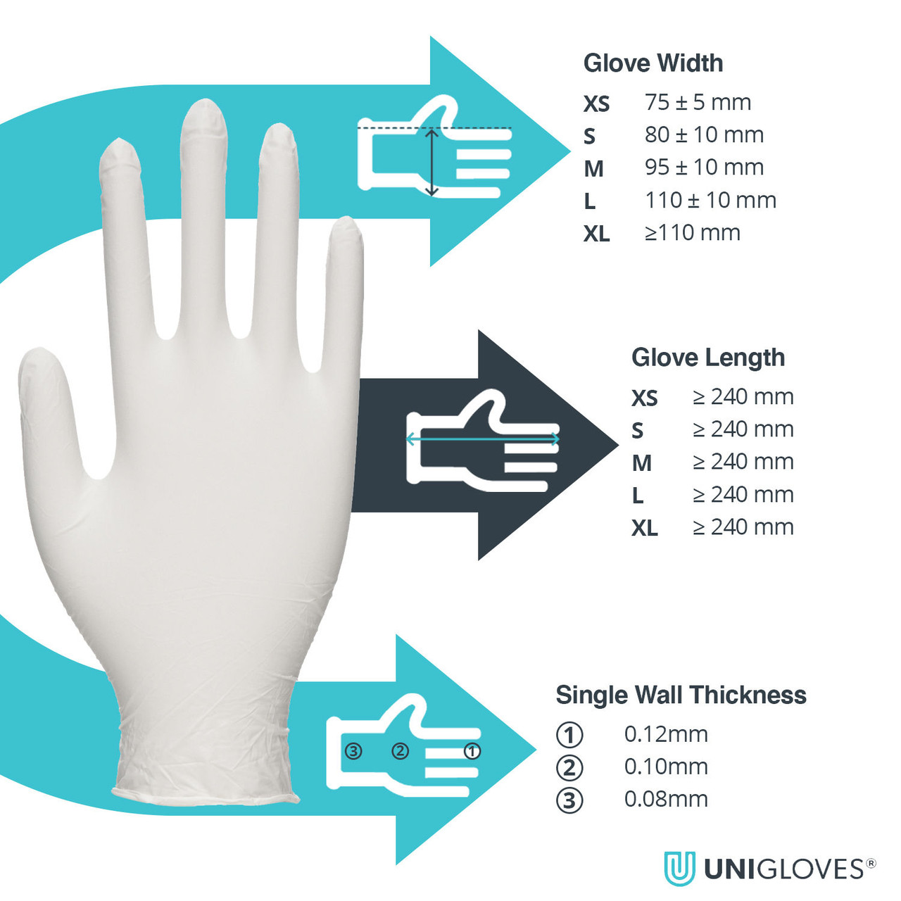 Unigloves Unicare Natural Latex Powdered Gloves - Box of 100x