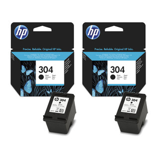 2x Original HP 304 Black Ink Cartridges N9K06AE