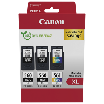 2x Canon Original PG560XL Black and 1x CL561XL Colour Ink Cartridge Combo Pack 3712C009