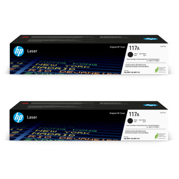 2x HP 117A W2070A Black genuine original laser toner cartridge. HP 117A genuine W2070A W2071A W2072A W2073A toner cartridges for HP Colour Laser 150 150nw 150a Printer HP Colour Laser MFP 178nw 178nwg 179fng 179fnw 179fwg Printer