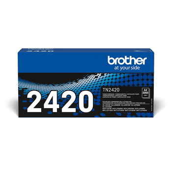 Original Brother TN2420 Black laser toner cartridge with chip for Brother DCP-L2510D, Brother DCP-L2530DW, Brother DCP-L2550D, Brother DCP-L2550DN, Brother HL-L2310D, Brother HL-L2350DW, Brother HL-L2370DN, Brother HL-L2370DW, Brother HL-L2370DW XL, Brother HL-L2375DW, Brother MFC-L2710DN, Brother MFC-L2710DW, Brother MFC-L2730DW, Brother MFC-L2750DW Printers