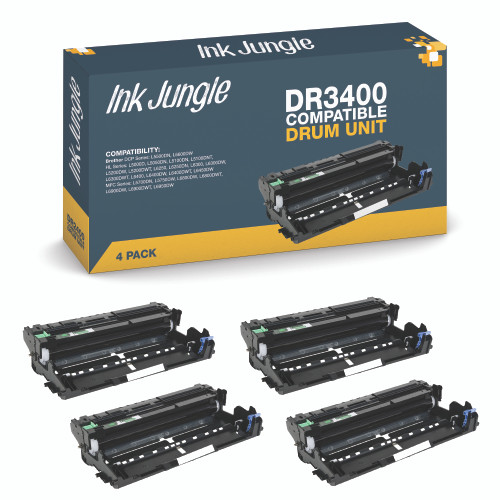 4x Ink Jungle Brother DR3400 drum unit for Brother Brother DCP-L5500DN, Brother DCP-L6600DW, Brother HL-L5000D, Brother HL-L5050DN, Brother HL-L5100DN, Brother HL-L5100DNT, Brother HL-L5200DW, Brother HL-L5200DWT, Brother HL-L6250, Brother HL-L6250DN, Brother HL-L6300, Brother HL-L6300DW, Brother HL-L6300DWT, Brother HL-L6400, Brother HL-L6400DW, Brother HL-L6400DWT, Brother HL-L6450DW, Brother MFC-L5700DN, Brother MFC-L5750DW, Brother MFC-L6800DW, Brother MFC-L6800DWT, Brother MFC-L6900DW, Brother MFC-L6900DWT, Brother MFC-L6950DW Printers