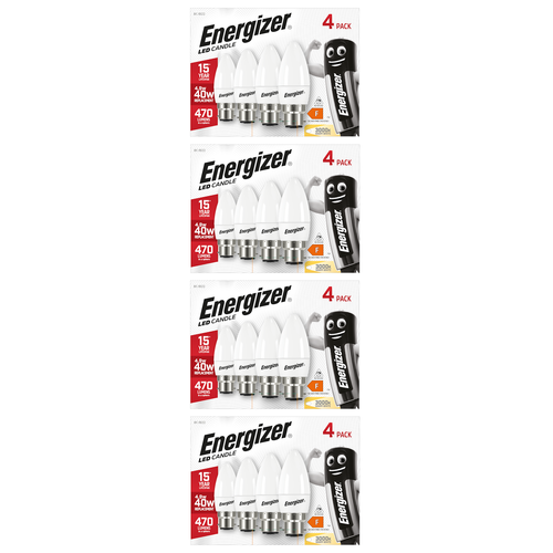 Energizer LED B22 Candle 470lm 4.9W 3000K (Warm white) - Pack of 16 Energizer LED B22 Candle 470lm 4.9W 3000K (Warm white) - Pack of 16