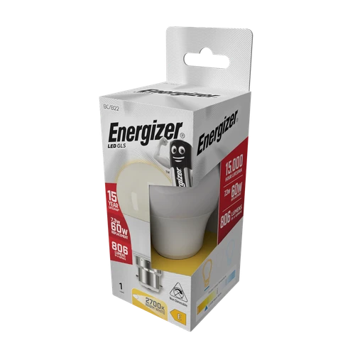 Energizer LED GLS B22 806lm 7.3W 2700K (Warm White) Light bulb - Pack of 2