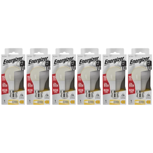 Energizer LED GLS B22 806lm 7.3W 2700K (Warm White) Lightbulb - Pack of 6