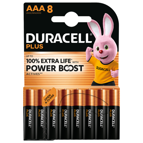 Duracell AAA Plus Power Batteries With Power Boost Actives - Pack of 8