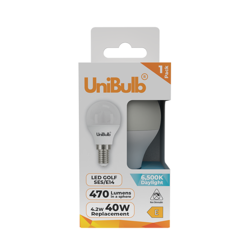 UniBulb LED Golf Ball E14 470lm 4.2W 6500K (Daylight) Light Bulb - Pack of 1 front