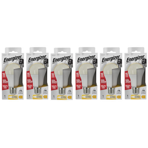 Energizer LED GLS E27 1521lm 12.6W 2700K (Warm White) Light Bulb - Pack of 6 Energizer LED GLS E27 1521lm 12.6W 2700K (Warm White) Light Bulb - Pack of 6