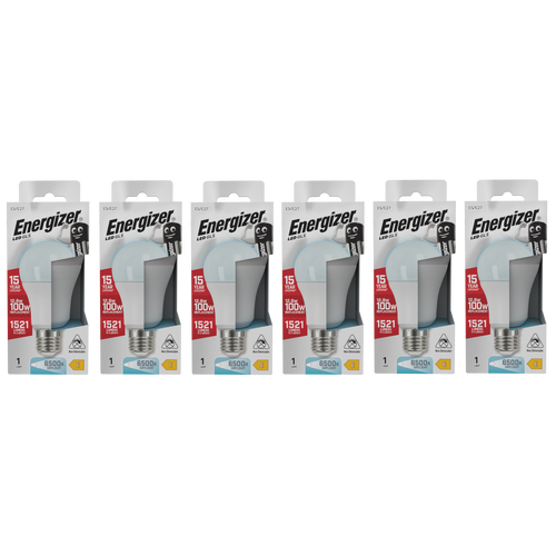 Energizer LED GLS E27 1521lm 12.6W 6500K (Daylight) Light Bulb - Pack of 6 Energizer LED GLS E27 1521lm 12.6W 6500K (Daylight) Light Bulb - Pack of 6