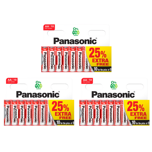 Panasonic Zinc Carbon AA Batteries - Pack of 30