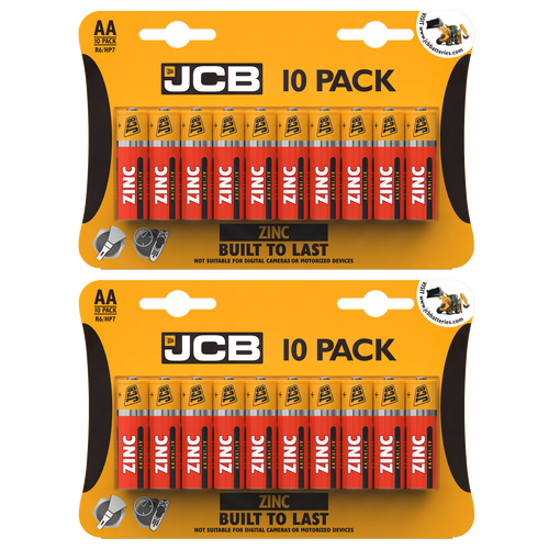 2x JCB AA Zinc Carbon Batteries - Pack of 10