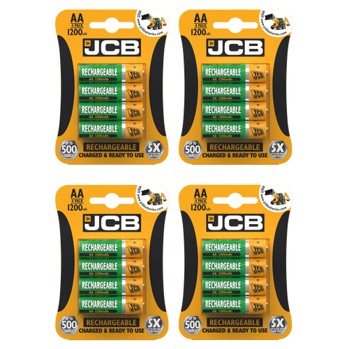 4x JCB AA 1200mAh Rechargeable Batteries - Pack of 4