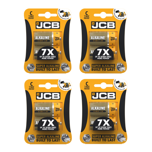 4x JCB C Size Super Alkaline Batteries - Pack of 2