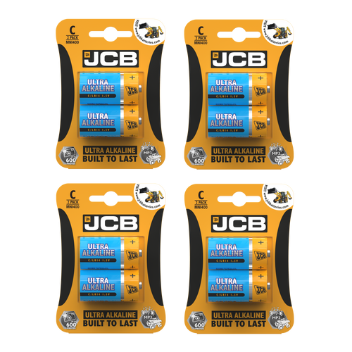 4x JCB C Size Super Ultra Batteries - Pack of 2