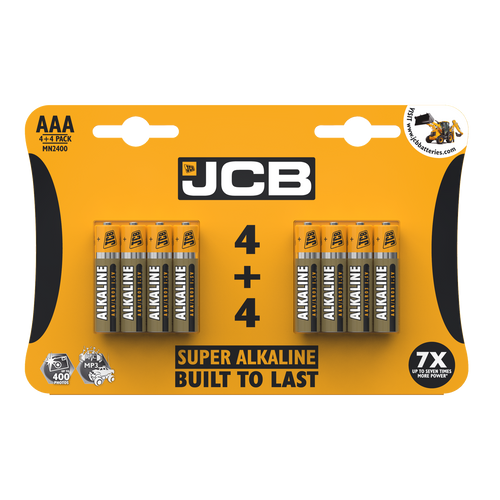 JCB AAA Super Alkaline Batteries - Pack of 4+4