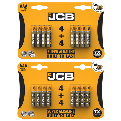 2x JCB AAA Super Alkaline Batteries - Pack of 4+4