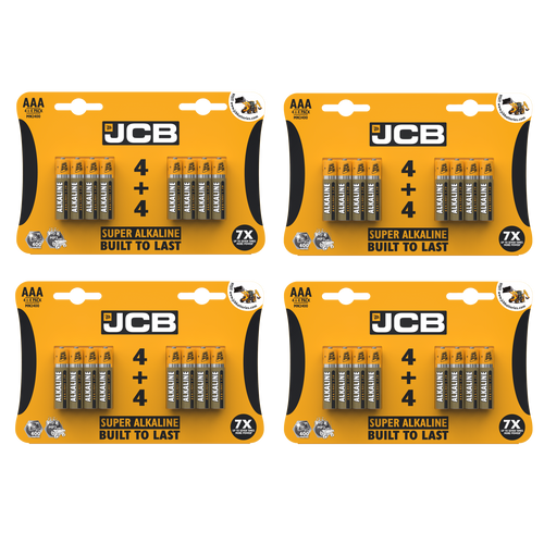4x JCB AAA Super Alkaline Batteries - Pack of 4+4