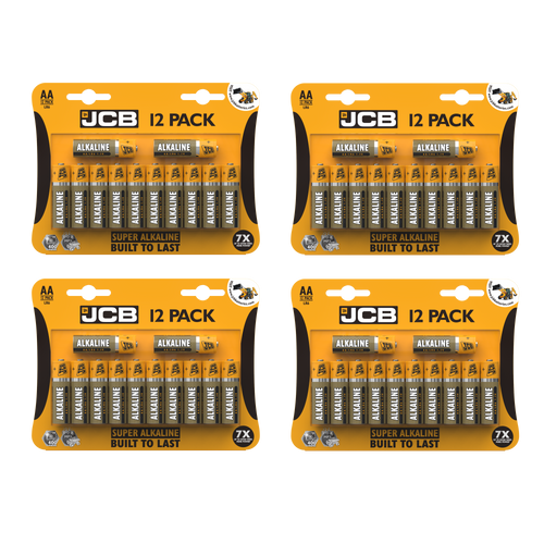 4x JCB AA Super Alkaline Batteries - Pack of 12