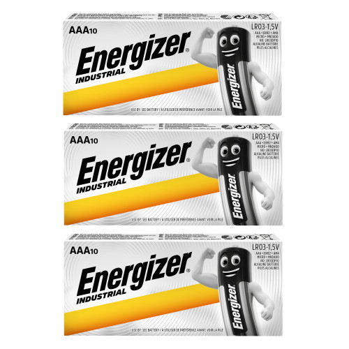 3x Energizer AAA Industrial Alkaline Batteries - Pack of 10