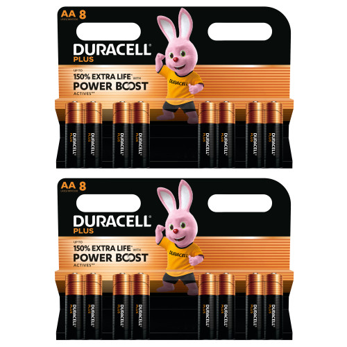 2x Duracell AA Plus Power Batteries With Power Boost Actives - Pack of 8 2x Duracell AA Plus Power Batteries With Power Boost Actives - Pack of 8