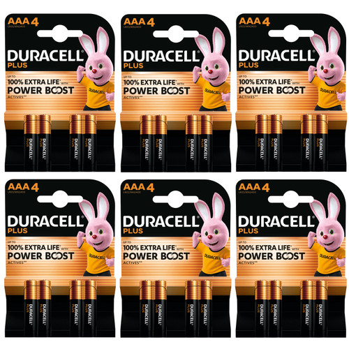 6x Duracell AAA Plus Batteries With Power Boost Actives - Pack of 4 6x Duracell AAA Plus Batteries With Power Boost Actives - Pack of 4