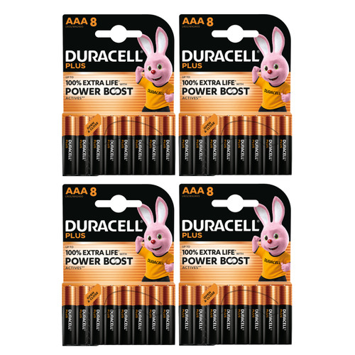 4x Duracell AAA Plus Power Batteries With Power Boost Actives - Pack of 8 4x Duracell AAA Plus Power Batteries With Power Boost Actives - Pack of 8