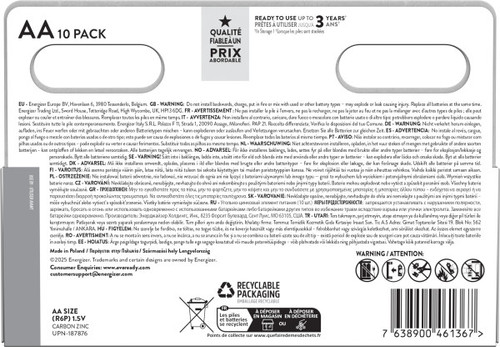 Eveready Super Heavy Duty AAA Zinc Batteries, Pack of 10 (8+2)