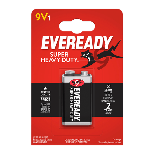 Eveready Super Heavy Duty 9V Zinc Battery, Pack of 1