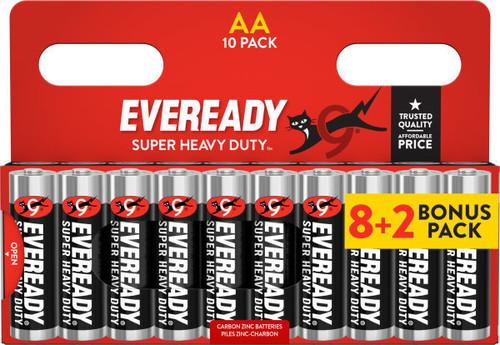 10x AA & 10x AAA Eveready Super Heavy Duty Zinc Batteries (20x Batteries)