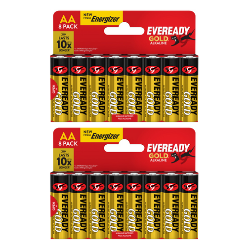 Eveready Gold AA Alkaline Batteries, Pack of 8 16x batteries
