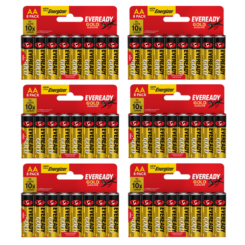 5x Eveready Gold AA Alkaline Batteries, Pack of 8 40x batteries