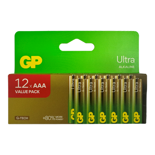 GP Ultra AAA Alkaline Batteries, Pack of 12