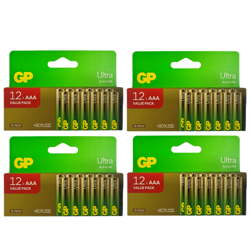 4x GP Ultra AAA Alkaline Batteries, Pack of 48 battery