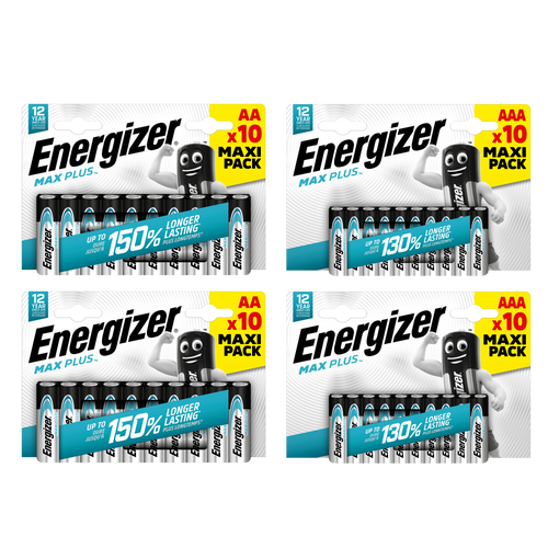 Energizer AA & AAA Max Plus Alkaline Batteries - 20x AA and 20x AAA